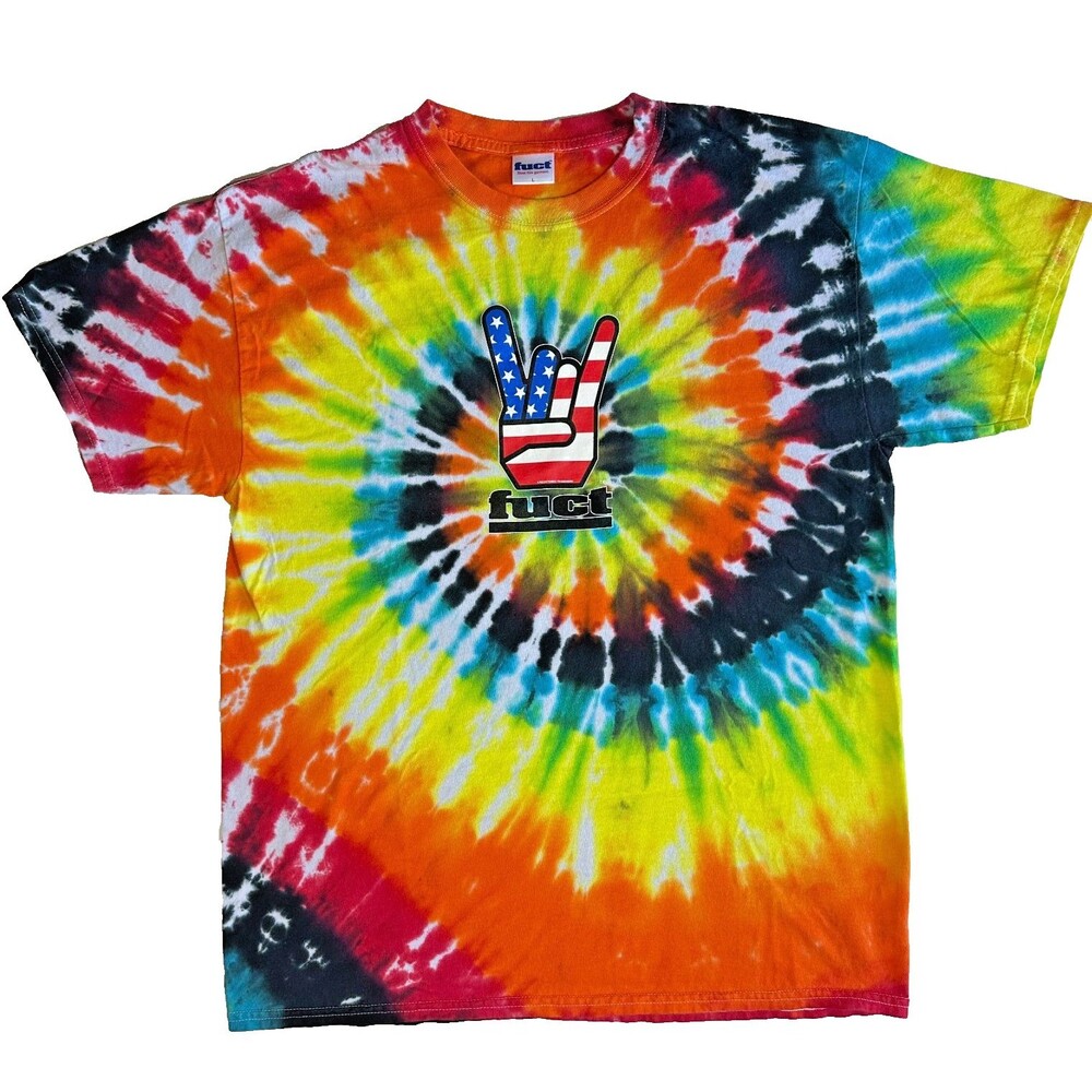 FUCT T Shirt Tie dye USA Rock Metal Hand Size L Large